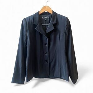 Free People Byron Blazer Sz 8 Black 4 Buttons Lined Pockets Adjustable Back Vtg